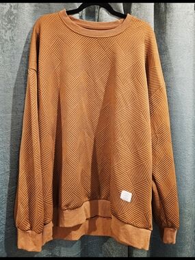 Classic Textured Corduroy Crewneck in Burnt Orange